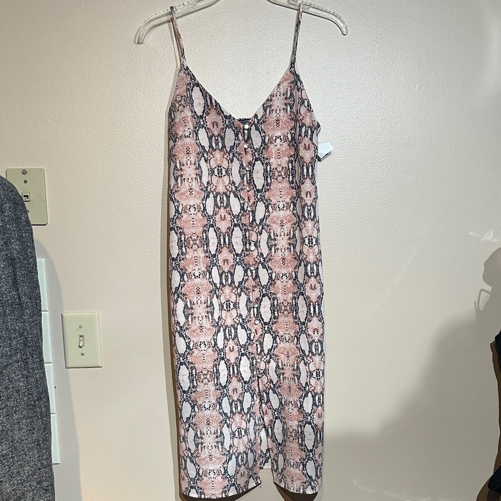 Stylish Pink and Black Snake Print Dress